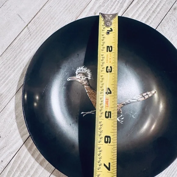 Vintage Couroc Monterey Roadrunner Black Resin Bowl Mid Century Modern 7.5 - Picture 3 of 3